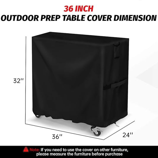 Outdoor Grill Table Cover,36 Inch Waterproof Prep Table Cart Cover,Patio Pizza Oven Stand Cover - 36 X 24 X 32 Inch
