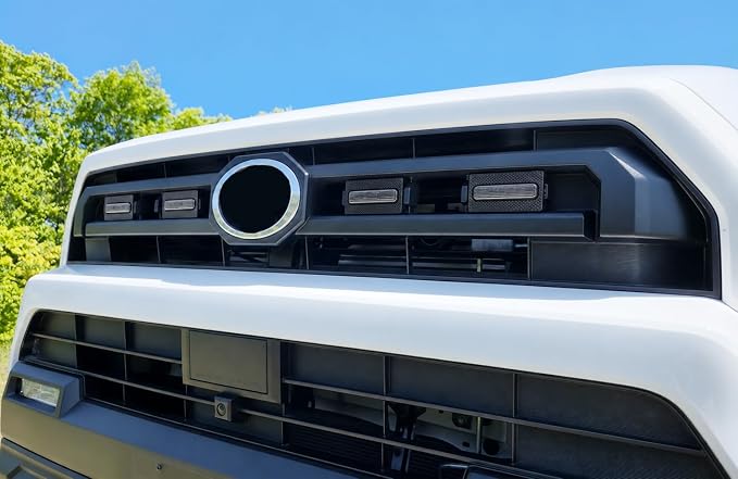 iJDMTOY 4pc Black-Out Smoked Lens Xenon White Full LED Front Grille Clearance Light Kit Compatible With Toyota 2025-up 4Runner SR5 Model ONLY