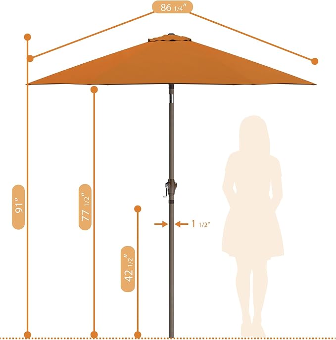 Sunline 7.5 ft Patio Umbrella with Crank & Push Button Tilt, Outdoor Market Umbrella with UV Protection & Wind Vent and Fiberglass Ribs, Metal Frame for Deck, Pool & Table, Tuscan