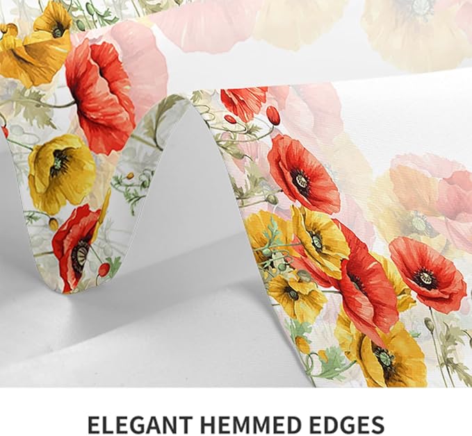 Decorative Rectangle Table Cloths Watercolor Poppy Spring Seasonal Summer Flower Tablecloth Table Cover for Dining/BBQ/Picnic/Coffee Table 52 X 70 Inches