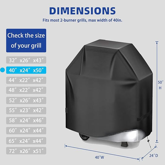 Perfect Grill Cover for Outdoor Grills Waterproof Rip-Proof Weather Resistant for Reliable Protection Griddle Cover Easy to Clean Adjustable Hem Drawstring Fade Resistant (Brown, 40)