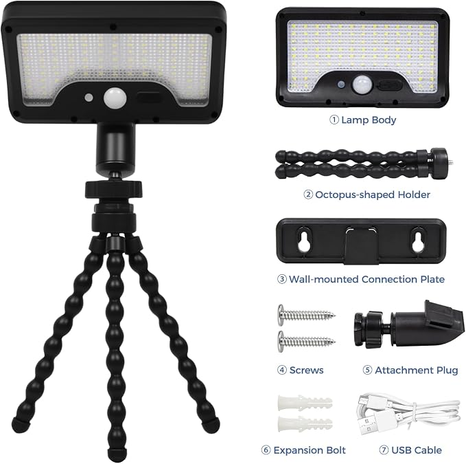 2 Pack Solar Grill Lights with 92 LEDs, 3 Motion Sensor Light Modes & Energy-Saving Desigh, 360° Adjustable Smoker BBQ Grill Accessories, Octopus Shaped, Grill Gifts for Him Her Parents Husbands