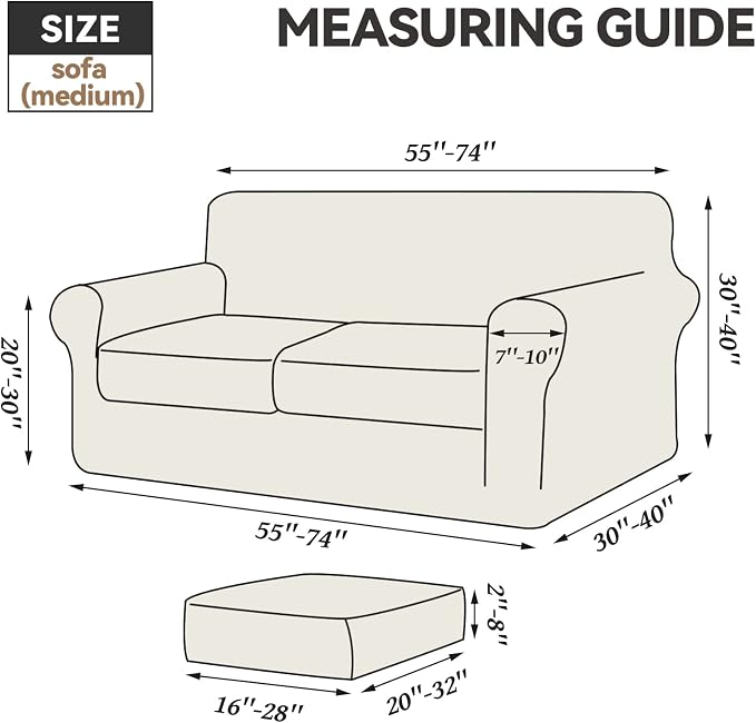 WEERRW Velvet Stretch 3 Pieces Couch Cover for Sofa Washable, Chocolate | Love Seat Couch Covers for 2 Cushion Couch Sofa Furniture Protector slipcoves with Elastic Bottom for Kids, Medium