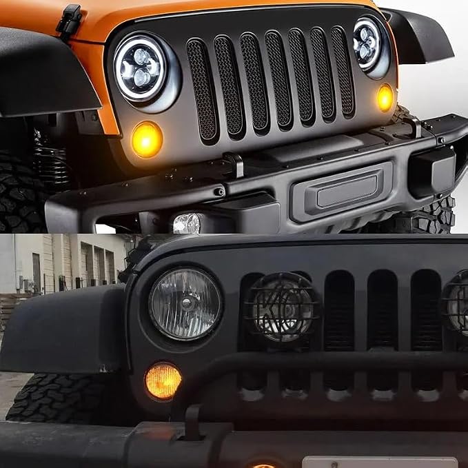 Front Grill Turn Signal Indicator Lights w/Bulb for Jeep Wrangler 2014 2015 2016 2017 68200291AA 68200290AA CH2526103 CH2527103(1pc Right)