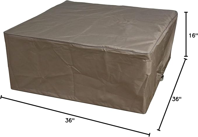 Elementi Manhattan Fire Pit Bundle Outdoor Firepit Set Includes 36” Natural Gas Concrete Firepit Table, Glass Windscreen, Stainless Steel Cover, Canvas Cover, Floor Mat, Ice Bucket