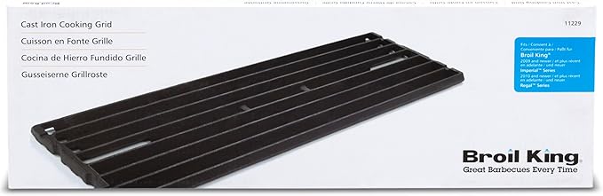 Barbecue Genius Broil King 11229 Cast Iron Cooking Grid, Imperial and Regal Series, Black