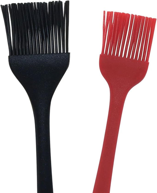 Hitefu 2 Pcs Silicone Pastry Brushes, Heat-proof Oil Cooking Brush with Soft Bristles for Basting, BBQ, Grill, Baking, Kitchen (Black + Red)