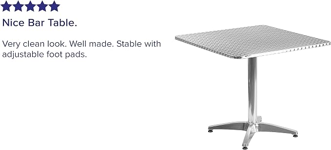 Flash Furniture Mellie Commercial Grade 31.5" Square Aluminum Indoor-Outdoor Table with Base