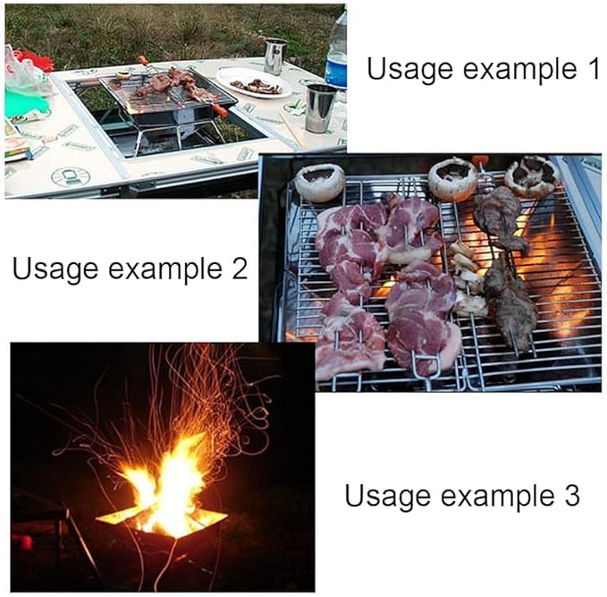 Camping Barbecue Grill Portable Stainless Steel BBQ Grill Non-Stick Surface Folding Barbecue Grill Outdoor Camping Terrace Picnic Tool Barbecue Charcoal Grill