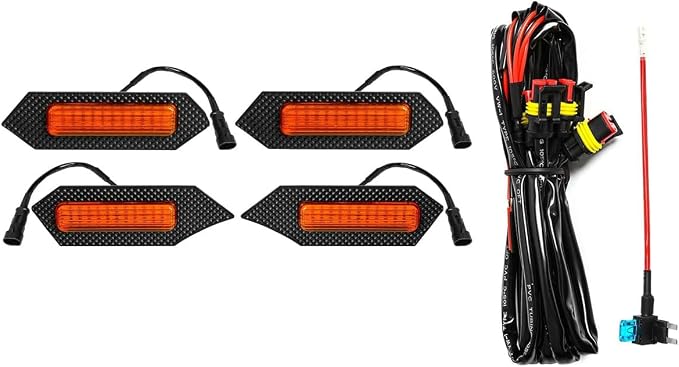 4Pcs Front Bumper Led Grille Lights Kit Smoked Lens Housing Amber for 2024 Toyota Tacoma TRD Series & Trailhunter Model Grilles (Yellow Shell)