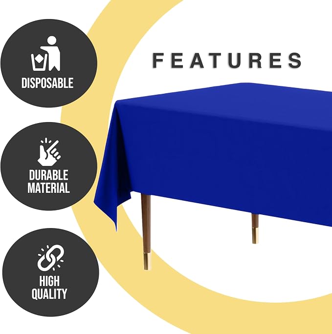 Exquisite 66% Thicker Premium Plastic Table Cloth Rectangle Table Cover 0.5 Mil 12 Pack Dark Blue Table Cloth 54 Inch x 108 Inch Disposable Tablecloth Won't Tear Easily Like Cheap Thin Brands