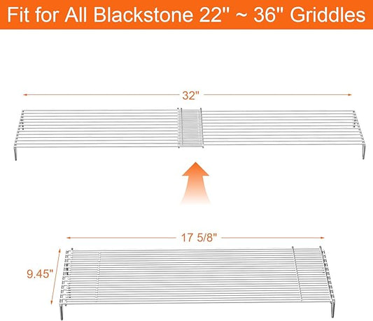 BBQ Future Adjustable Grill Warming Rack for Blackstone 22 28 36 Inch Griddle, Stainless Steel Griddle Warming Wire Rack for Weber Charbroil Camp Chef and Most Tabletop Flattop Griddle Accessories