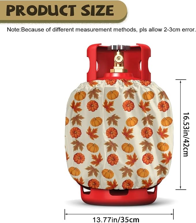 Maple Propane Tank Cover 20lb Fall Gas Tank Cylinder Cover for Outdoor Easy to Install RV Gas Cylinder Storage Pocket for Yard Party RV Travel Trailer