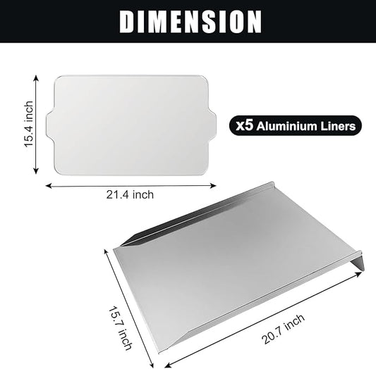 BAC012 Drip Pan Heat Baffle and BAC507 Grease Drip Tray Liners Kit for Traeger Pellet Pro 575 Pro Series 22 Smoker Grill Drip Pan Replacement for Traeger Eastwood 22 and Lil Tex Pro Accessories