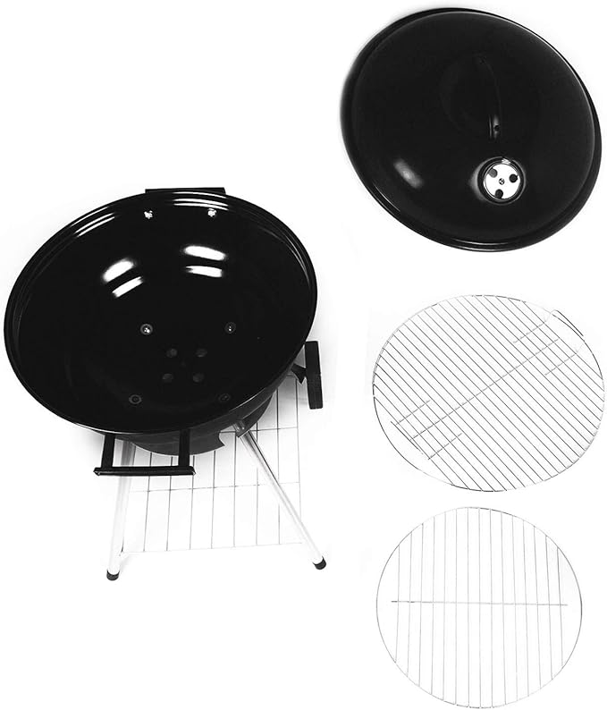 Portable Charcoal Grill, 18.5 Inch Barbecue Grill and Smoker Heat Control Round BBQ Kettle with 4 Detachable Stainless Steel Legs for Garden & Outdoor Cooking