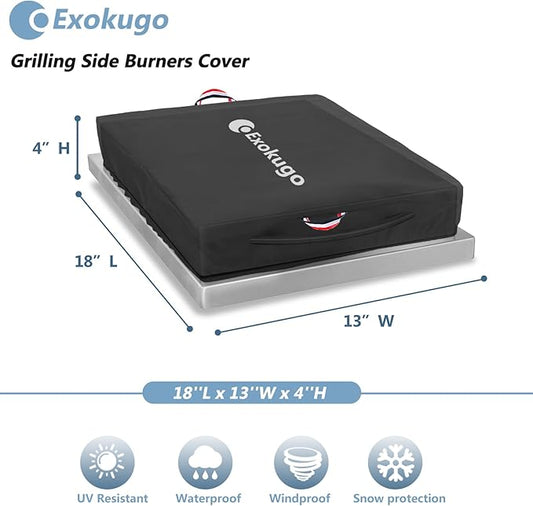 Burner Covers for Delta Heat Single Side Built-in Natural Gas Griddle, Heavy-Duty Waterproof Burner Cover with Plush Lining, 18''L x 13''W x 4''H, Black
