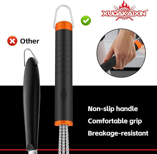 XUDAKAIXIN Grill Brush and Scraper, Safe Nylon Bristles Barbecue Outdoor Grill Brush for Cooled Grates, Extra Strong BBQ Cleaner Accessories (Black)