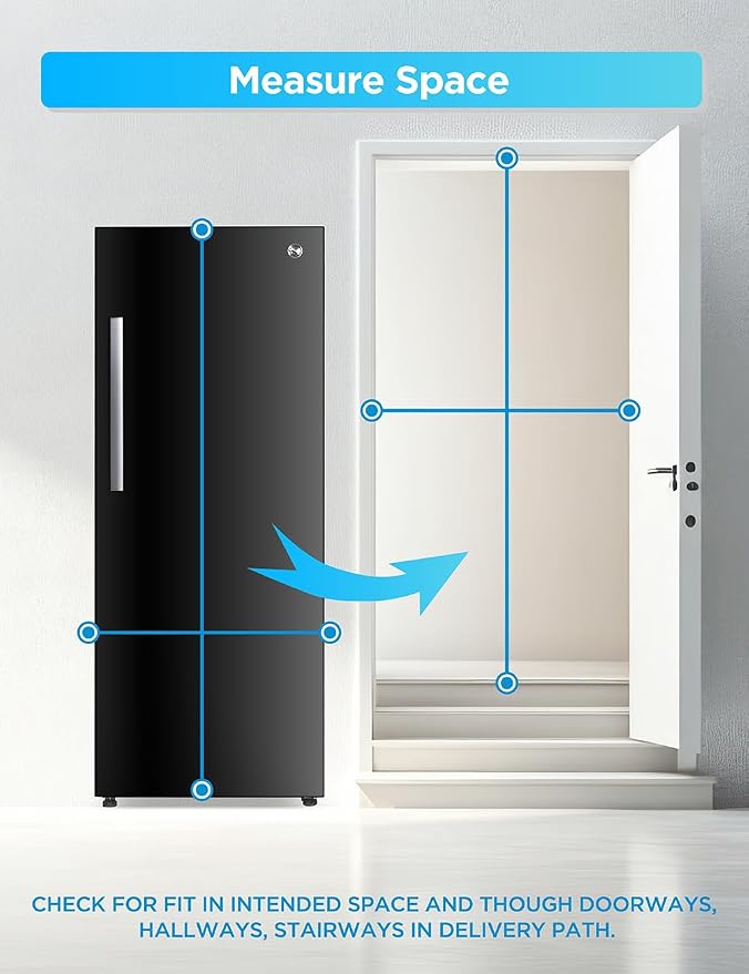 Commercial Cool 11.1 Cu. Ft. Convertible Freezer Refrigerator, Upright Fridge with Glass Shelves, Reversible Door, ENERGY STAR rated, Auto Defrost, CCUC1110GB, Black | Upright Fridge with Glass Shelves, Reversible Door, ENERGY STAR rated, Auto Defrost,...