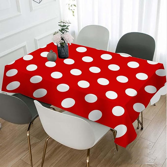 TKS MITLAN Tablecloth Polka Dots Red Table Cloth Rectangle Table 60 x 84 Inch Repeat Round Spots Classic Simple Symmetry Geometric Kitchen Decorations for Home Dinner Party
