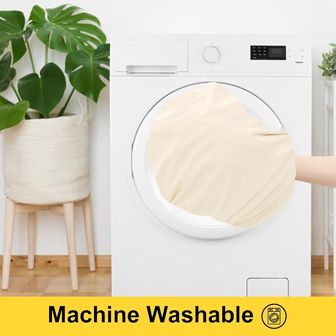 Smiry Spandex Elastic Fitted Table Cloth Skirt for 8FT Rectangle Table | Stretch Washable Table Cloth, Banquet Table Cover for Wedding, Party, Indoor & Trade Shows, (Beige, 96Lx30Wx30H)