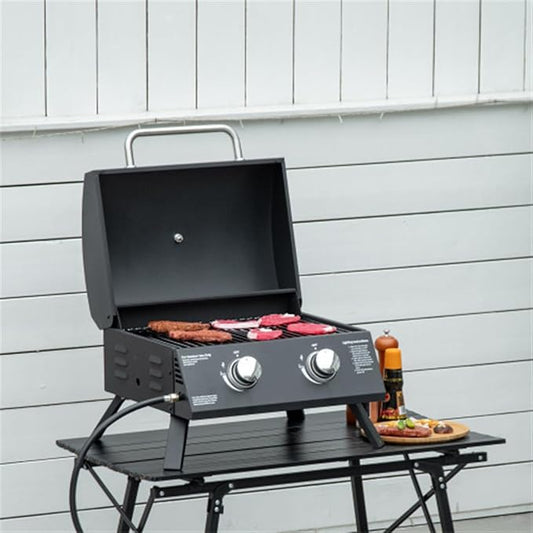 Portable Charcoal Grill with Piezo Ignition & Thermometer – Compact 21.75" Foldable BBQ Grill for Camping, Lightweight Smoker Box with Cool-Touch Handles & Removable Ashtray