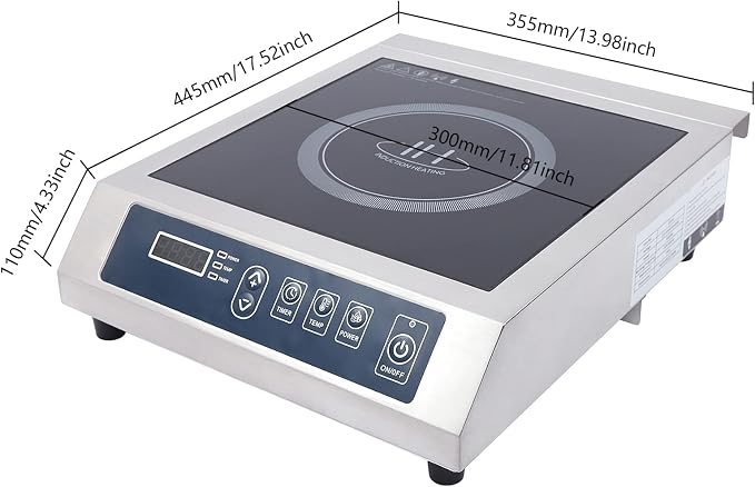 Commercial Induction Cooktop Burner for Kitchen, 1800W High Power Electric Countertop Stove, Portable Cooking Appliance for Home, Restaurant, Chef