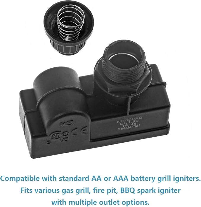 AAA and AA Battery Ignitor Button Caps for Gas Grill | push button cover with steel spring for BBQ spark generator;screw-on spare for worn knobs, for gas fire pit, grill