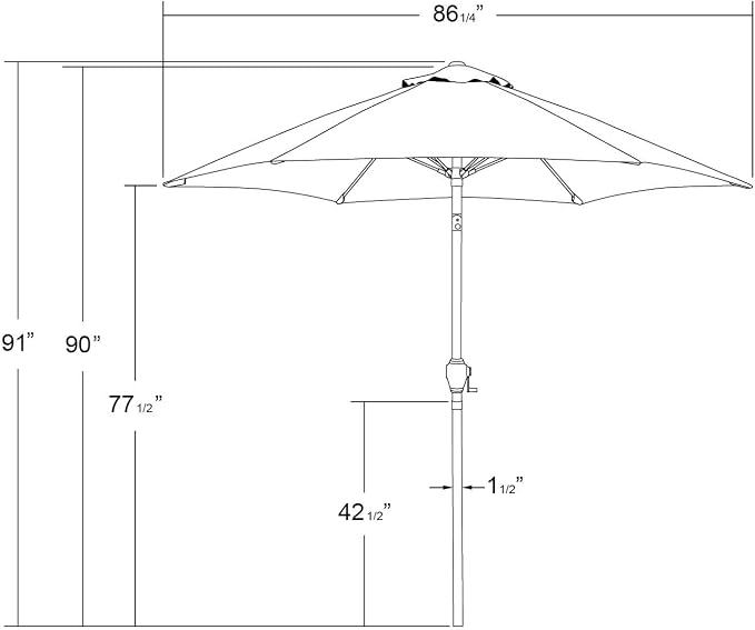 Sunline 7.5 ft Patio Umbrella with Crank & Push Button Tilt, Outdoor Market Umbrella with UV Protection & Wind Vent and Fiberglass Ribs, Metal Frame for Deck, Pool & Table, Taupe