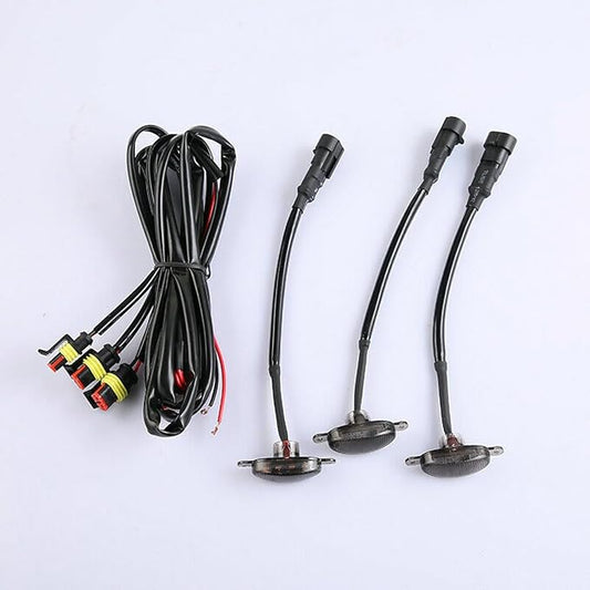 compatible with Amber LED Lights 3PCS Front Grill Lamps Car Accessories with Harness wire,Yellow Lens Compatible with Chevrolet Silverado 1500 2016 2017 2018 2019 2020 2021 Style Grille Trim