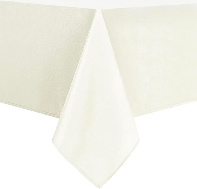 DWCN Square Tablecloth - 60 x 60 Inch - Waterproof Stain and Wrinkle Resistant Washable Table Cloth, Decorative Fabric Table Cover for Kitchen Dining Room Party and Outdoor Use, Ivory