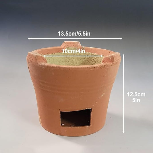 Red Clay Charcoal Stove, Camping Clay Stove, Outdoor Pottery Barbecue Stove, Clay Grilling Stove, Home Heating Stove, Camping Barbecue Tool for Outdoor, Tea Room, Indoor(13.5x12.5cm/5.5x5in)