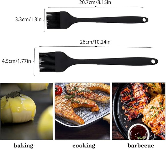 Silicone Basting Pastry Brushes Set, 2 Pcs Heat Resistant Kitchen Cooking Baking Brush for Oil Butter Sauce BBQ Grill, BPA Free, Dishwasher Safe, 8&10 inch