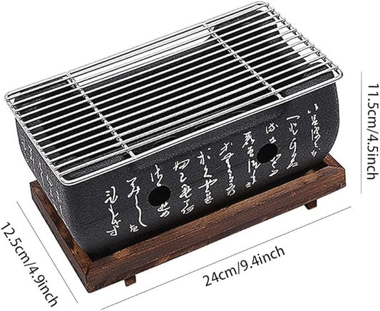 Japanese Style Barbecue Grill Portable Food Charcoal Stove/BBQ Plate Household Barbecue Tools Accessories (BBQ Grill (24X12.5cm))