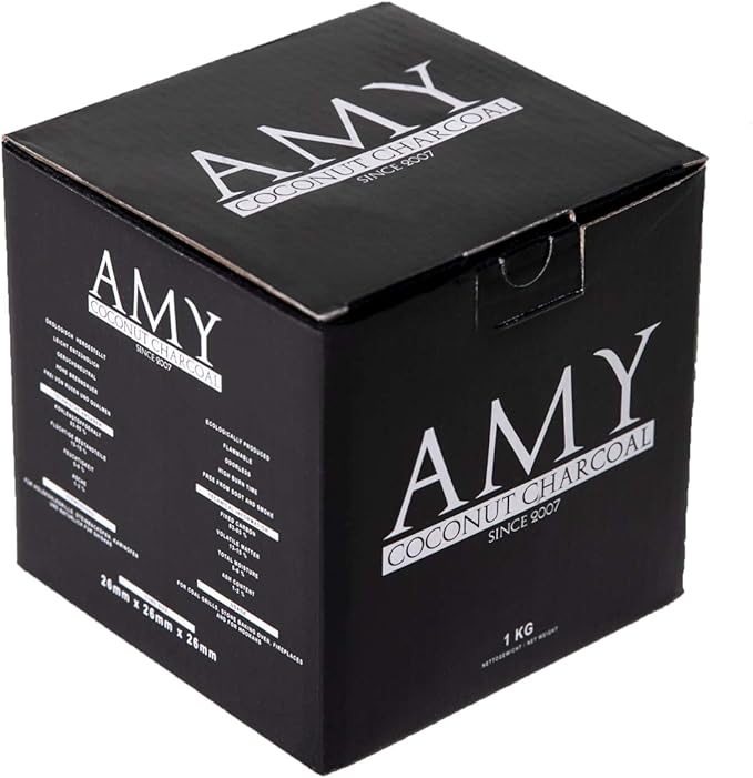 Amy Deluxe Natural Coconut Charcoal for Hookah Shisha 26mm 1 kg