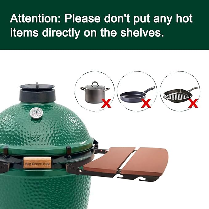 Side Shelves for Large Big Green Egg Charcoal Grill Table for L BGE,New Upgrade Table for Big Size Green Egg Charcoal Grill Accessories (L Side Shelves 2Pcs)