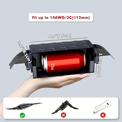 Flemoon IP55 Small Outdoor Electrical Box Waterproof, for Power Strip | Inner 5.9 x 3.2 x 1.8inch, Extension Cord Cover with Detachable Awning Covers for Plug, Outlet, Holiday Lights, Gray