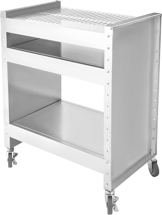 Grill Cart with Adjustable Shelves, Stainless Steel BBQ on Wheels for Patio, Garden & Outdoor Cooking, Portable Charcoal Barbecue Grill Cart for Home Use