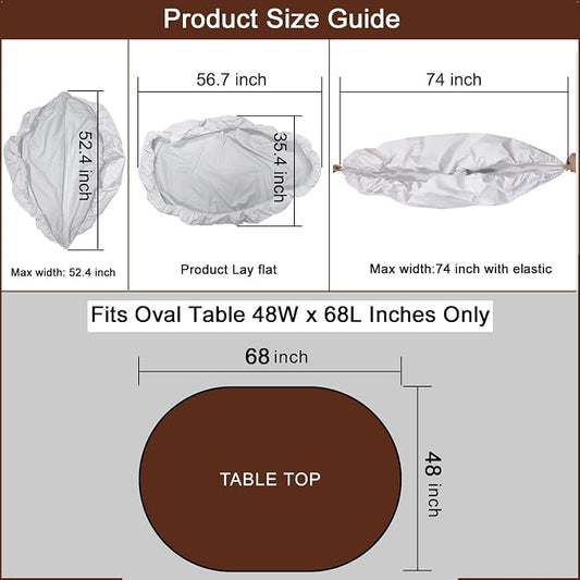 LIBERECOO Oval Fitted Vinyl Tablecloth - Cream Wood - 68" x 48" (Oval) - Waterproof, Elastic Edged for Secure Fit, Easy to Clean Plastic Table Cover
