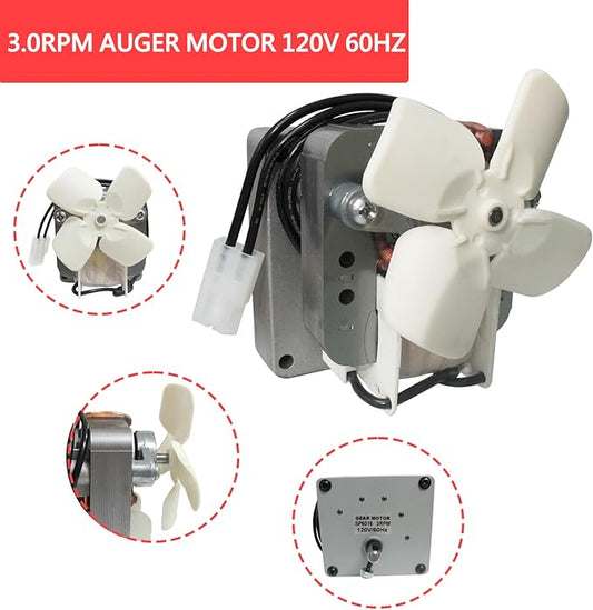 3.0RPM Auger Motor Parts Compatible with Traeger, Pit Boss, Camp Chef Wood Pellet Grills Smokers, Replacement AC120V 60Hz Universal Barbecue Feeding Gear