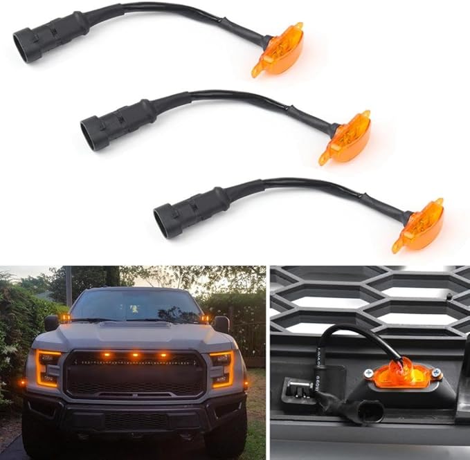 3PCS LED Light for F150 Grille 2015-2019 Amber Grille Lamp Car Parts Compatible with F150