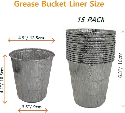 Firsgrill Grease Bucket Liners Replacment Traeger, Z Grill, Green Mountain Pellet Wood Smoker (15, Liners)