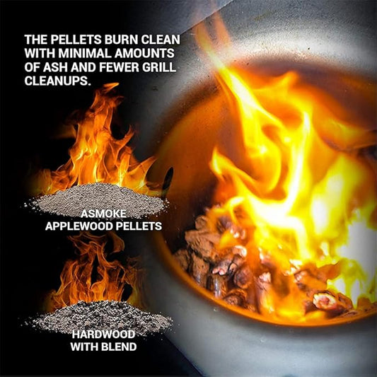 ASMOKE 100% Nature Apple Wood Pellets for Smoker Grill, 20lb Resealable Bag, Smoker Pellets for Juicy Meat, Low Moisture Grill Pellets for BBQ, Pizza