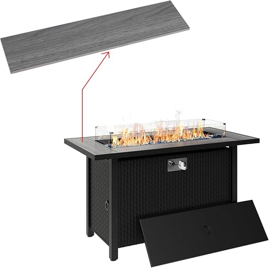 45 Inch Grey Rectangular Tile Table Top Replacement (K Accessory) for Outdoor Propane Fire Pit Table, Ceramic Tile Tabletop Panel Accessory