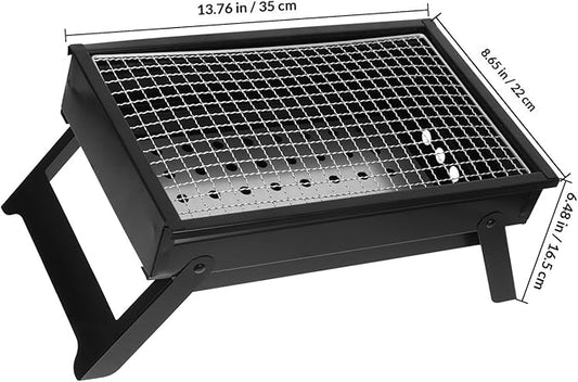 Portable Foldable Charcoal Grill Mini Outdoor Bbq Grill Tabletop Camping with Pull-out Thickened Charcoal Box for 1-3 People Patio Backyard Cooking