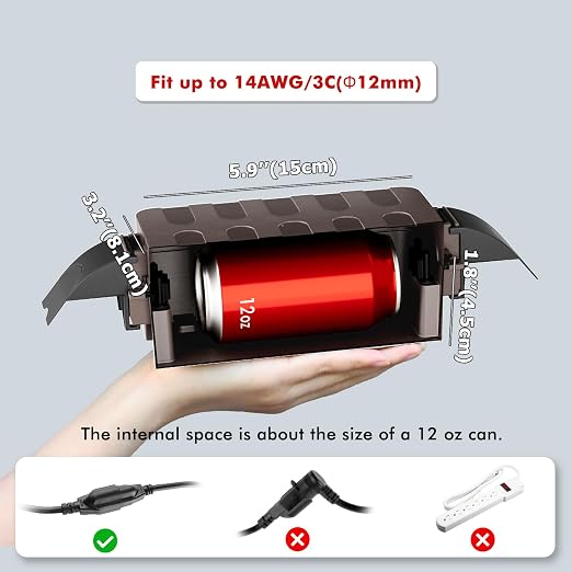 Flemoon IP55 Small Outdoor Electrical Box Waterproof, for Power Strip | Inner 5.9 x 3.2 x 1.8inch, Extension Cord Cover with Detachable Awning Covers for Plug, Outlet, Holiday Lights, Brown