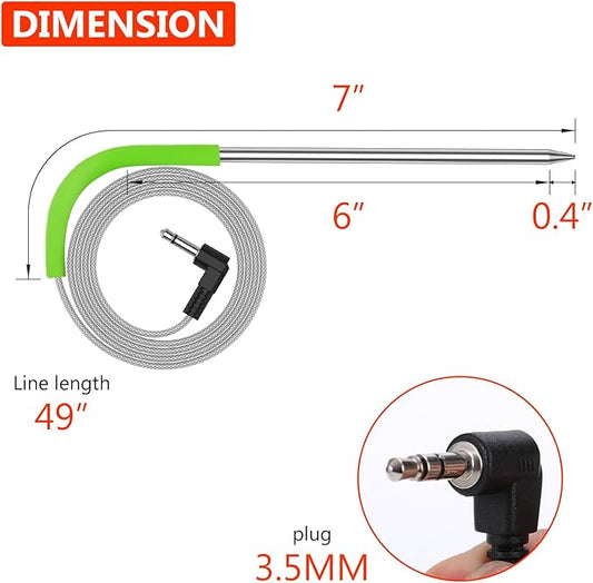 Replacement Meat Probe for Pit boss Pellet Grill and Pellet Smoker, 3.5mm Plug 2 Pack Meat Probes with Grills Clip Accessories (Upgraded Version)
