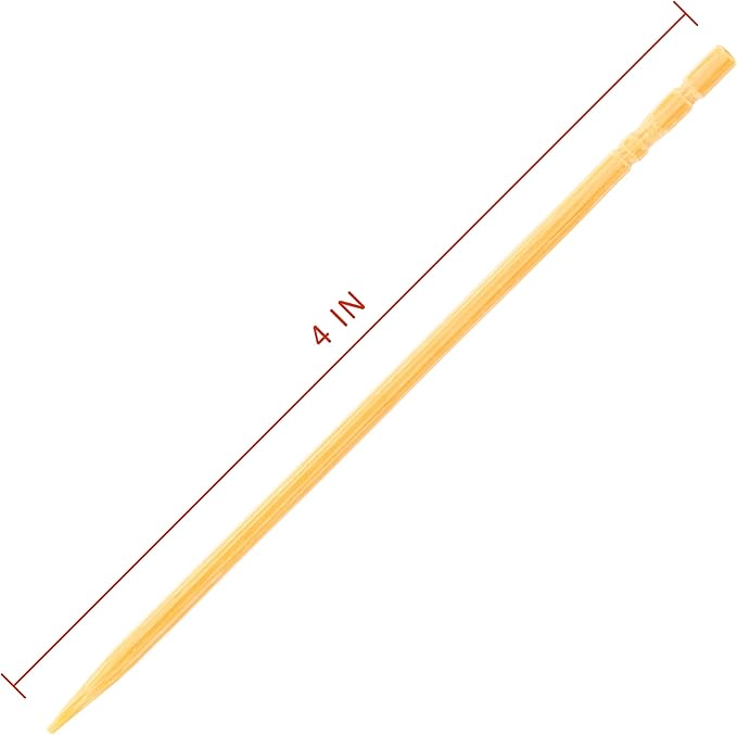 DecorRack 4” Natural Bamboo Skewers, Mini Cocktail Wood Picks, Appetizer Sticks for Sandwich, Charcuterie Boards, BBQ, Fruit Kabobs, DYI Crafting (600 Pack)