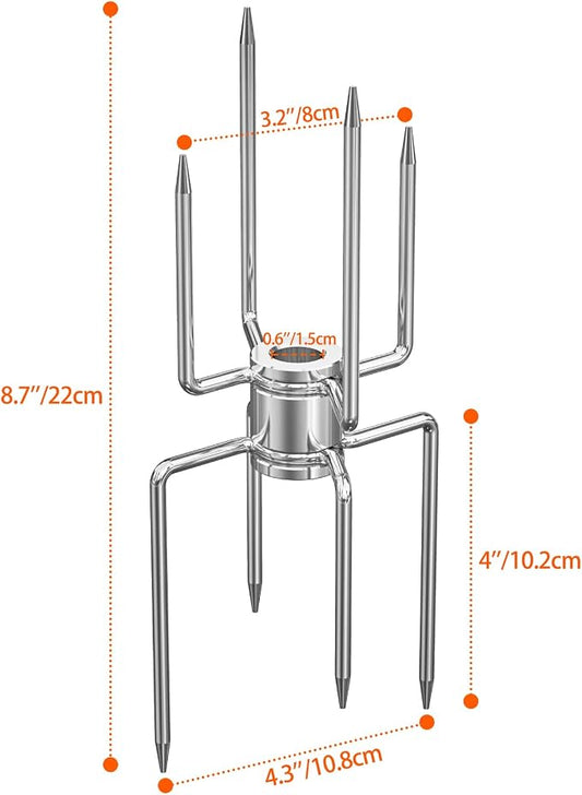 onlyfire Double Sided 4 Pronged Rotisserie Fork for Most Grills, Fits 5/16" Square Rotisserie Spit Rods, 2 PCS