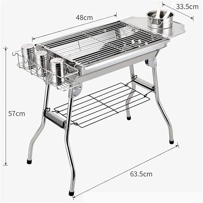 Portable Charcoal Grill for Camping BBQ, Outdoor Barbecue Grill Stainless Steel Folding Rack, Ideal Charcoal Grills BBQ for Travel & Picnic, Camping Grill for 3-5 People,A-A