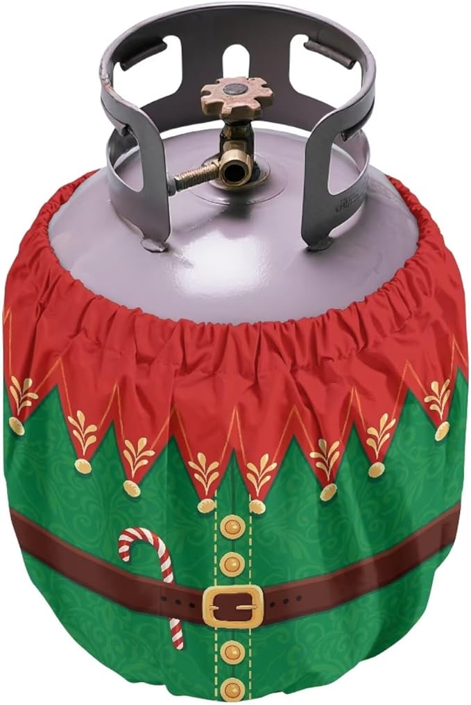Santa Claus Propane Tank Cover 20lb Waterproof Gas Tank Cylinder Cover for Outdoor Easy to Install RV Gas Cylinder Protector for All Season Gift for Christmas